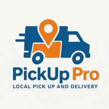 a logo for pickup pro shows a truck and a pin