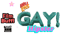 the word gay is surrounded by other words including film buff
