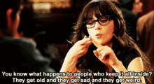 New Girl You Know What Happens To People Who Keep It All Insde GIF - New Girl You Know What Happens To People Who Keep It All Insde GIFs