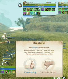 a computer screen shows thumbs up and thumbs down for gerold 's reputation