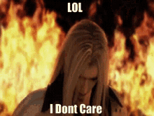 Loli Dont Care Sephiroth GIF - Loli Dont Care Sephiroth Fire GIFs