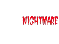 a white background with the word nightmare in red letters