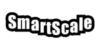 a black and white logo that says smartscale on a white background