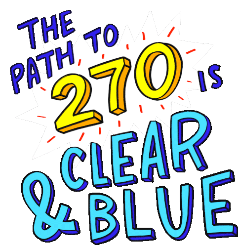 Path To270 Clear Blue Sticker - Path To270 Clear Blue 270to Win For Biden Stickers