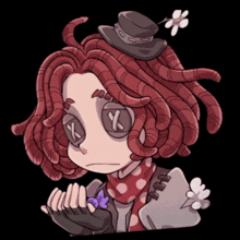a drawing of a girl with dreadlocks and a top hat