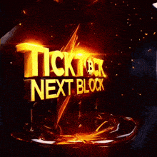 a sign that says tick tock next block with a gold star