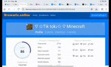 a screenshot of drawaria.online shows a minecraft account