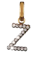 the letter z is surrounded by diamonds on a gold ring