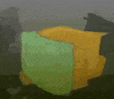a cartoon character is laying in a yellow box