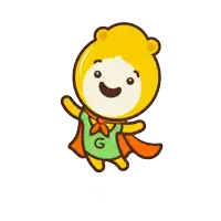 a cartoon character with a cape and the letter g on his chest