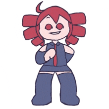 a drawing of a girl with red hair wearing a blue dress