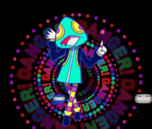 a cartoon character holding a lollipop in front of a colorful circle that says " ranger "