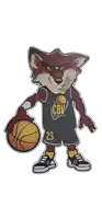 a cartoon of a raccoon wearing a cbv jersey and shorts holding a basketball