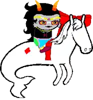 a pixel art drawing of a girl riding a white horse