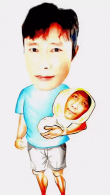 a cartoon of a man holding another man 's face in his hands