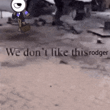 a cartoon character with a magnifying glass and a briefcase is standing in the dirt .