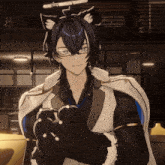 a cartoon character with a cat ear and a cat paw