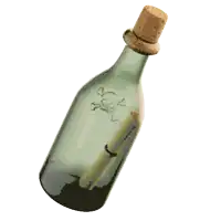 a bottle with a cork and a piece of paper inside