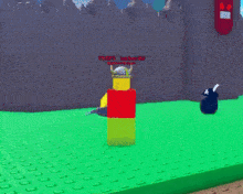 a roblox character is holding a sword and wearing a horned helmet ..