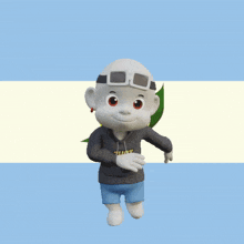 a cartoon character wearing a hoodie that says shot on it