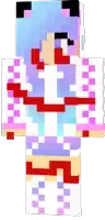 a pixel art drawing of a girl with blue hair holding a sword