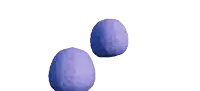 two purple balls on a white background that look like a pair of eyes
