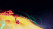a painting of flames and flowers with a black background