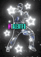 a silhouette of a man with the words #talented on it