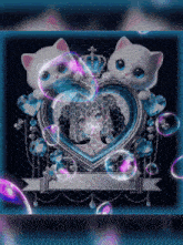 a picture of a girl in a heart surrounded by cats