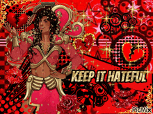 a cartoon of a man holding a heart with the words keep it hateful written below him