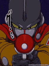 a cartoon drawing of a man with a red cape and a red circle around him