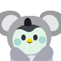 a penguin is wearing a koala costume and has a yellow beak