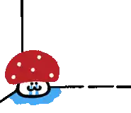 a cartoon drawing of a mushroom with a tear coming out of its eye