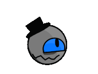 a cartoon character with a top hat and a gun