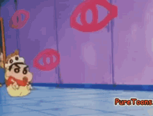 a cartoon of a man and a woman holding a baby with the words pure toons on the bottom