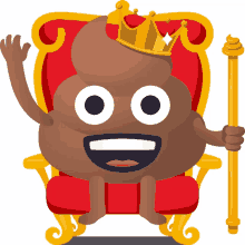 king happy poo joypixels im a king throne
