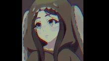 a girl in a hoodie with bunny ears is looking at the camera with a sad look on her face .