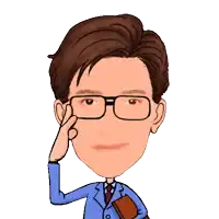 a cartoon of a man with glasses and a book