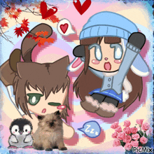 a cartoon drawing of a girl and a cat with a zzz speech bubble