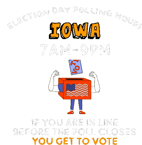 Iowa Ia Sticker - Iowa Ia Election Day Polling Hours Stickers