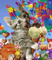 Happy Birthday Birthday Cake GIF - Happy Birthday Birthday Cake Kitten GIFs