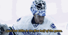 Vancouver Canucks Thatcher Demko GIF - Vancouver Canucks Thatcher Demko I Just Lost10lbs In The First Half Of The Game GIFs