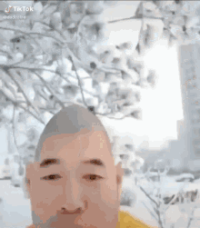 selfie tiktok singing chinese man snowing