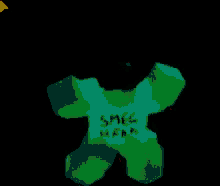 a pixel art of a glowing green object in the dark with a black background