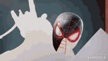 a drawing of a spider man 's head is made by animatica