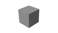 a gray cube is sitting on a white background .