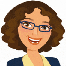 a cartoon of a woman wearing glasses and a jacket