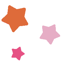 three stars of different colors are floating in the air