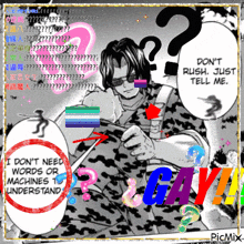 a picture of a man holding a gun with the words " i do n't need words or machines to understand " on it