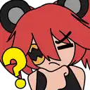 a cartoon of a girl with red hair and a question mark on her face .